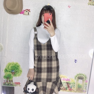 Set yếm áo kẻ đuôi cá