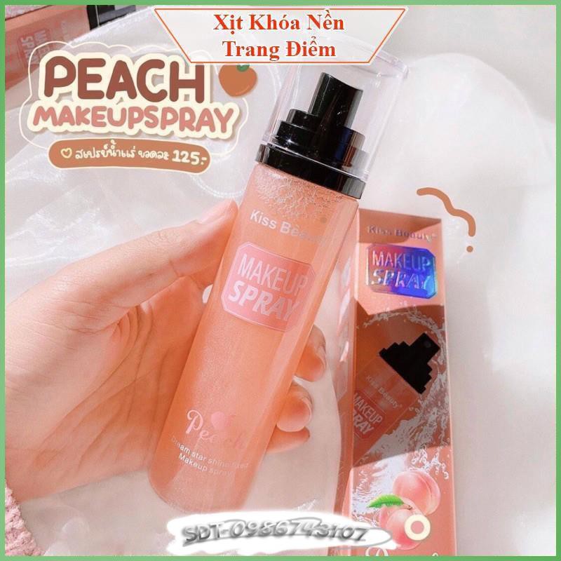 Xịt khóa nền Kiss Beauty hương Đào 110ml giữ lớp trang điểm cố định lâu trôi SV