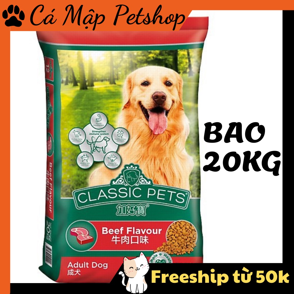 HẠT CHO CHÓ CLASSIC PET CHO CHÓ LỚN VỊ THỊT BÒ |BAO 20KG (50 GÓI 400GR)| HẠT DINH DƯỠNG CHO CHÓ