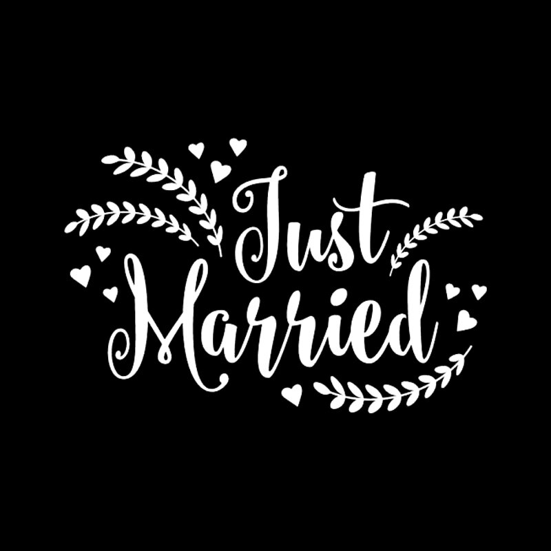 Miếng sticker chữ &quot;JUST MARRIED&quot; 17cm x 11cm dán trang trí ô tô chống thấm