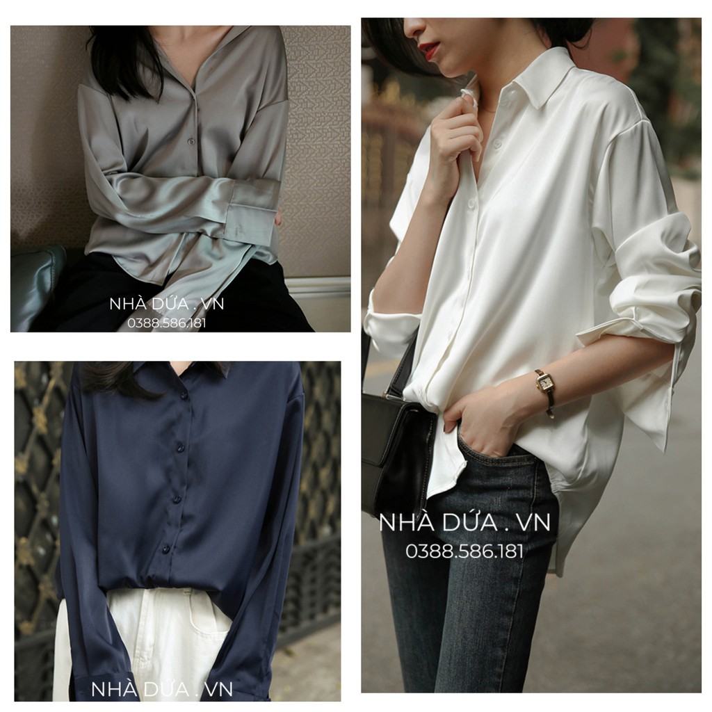 [HÌNH THẬT+VIDEO] Áo sơ mi nữ dài tay chất lụa siêu đẹp mặc công sở đi học đi chơi - phong cách hàn quốc | BigBuy360 - bigbuy360.vn