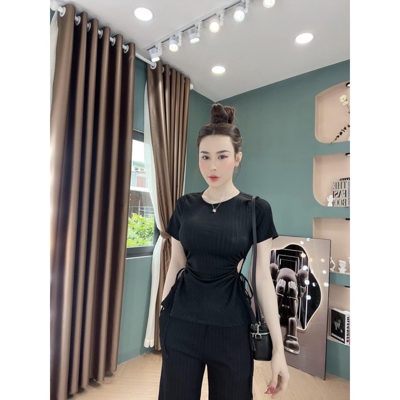Bộ đồ nữ sang chảnh đũi gân rút eo hai bên, có size 40-65kg
