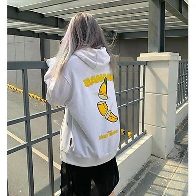 Aó Khoác Nỉ Nữ Họa Tiết Hình Qủa Chuối In Chữ BANANA Siêu Độc Lạ TP