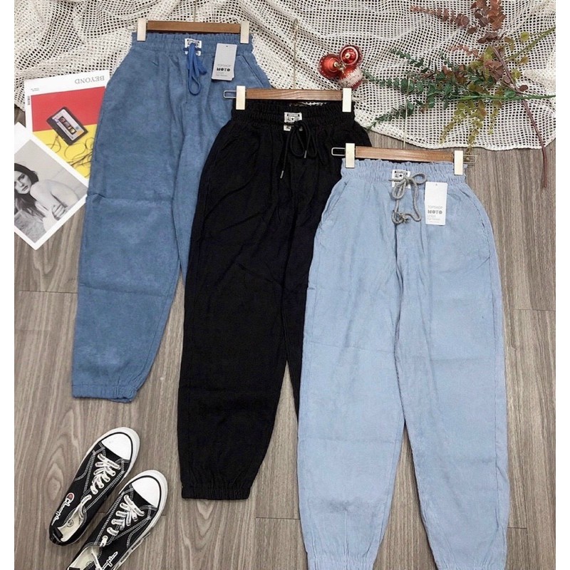 [Mã WASTMAY giảm 15% tối đa 30K đơn 150K] Quần jogger - quần baggy nhung tăm bo gấu - 2 màu