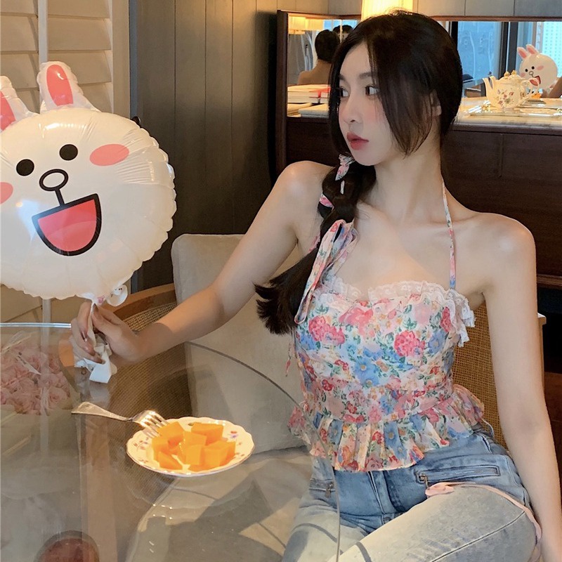 Áo Hai Dây Họa Tiết Hoa Thời Trang Mùa Hè Dễ Phối Đồ Cho Nữ