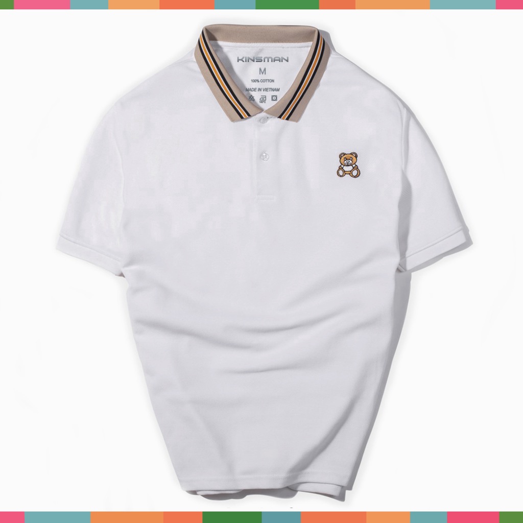 Áo thun nam Polo Basic cộc tay cổ trụ bẻ thêu gấu, vải Cotton cá sấu VNXK form chuẩn phong cách trẻ trung lịch lãm A9