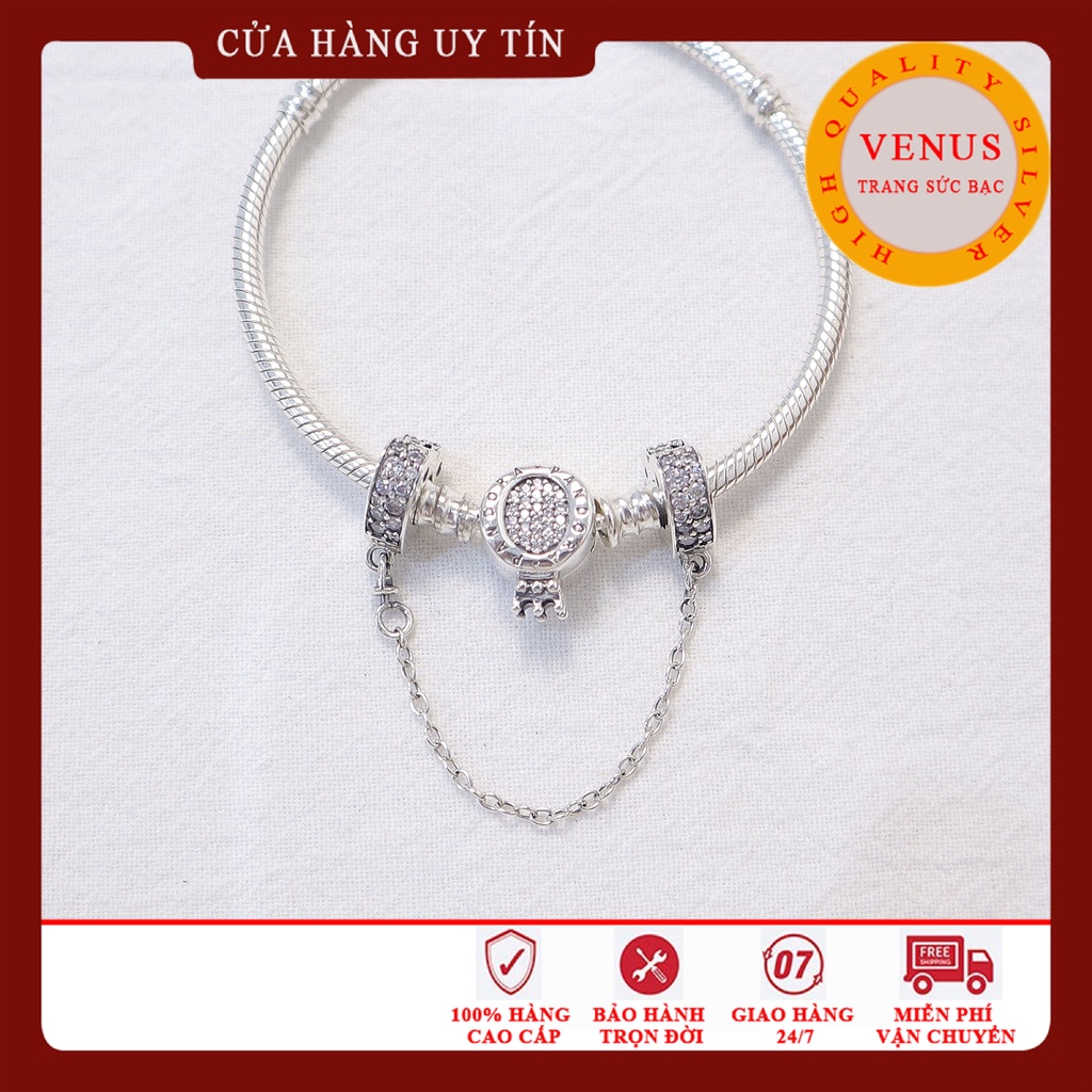[Charm bạc 925 cao cấp] Charm xích tim đá trắng- Mã sản phẩm VENUSXTT