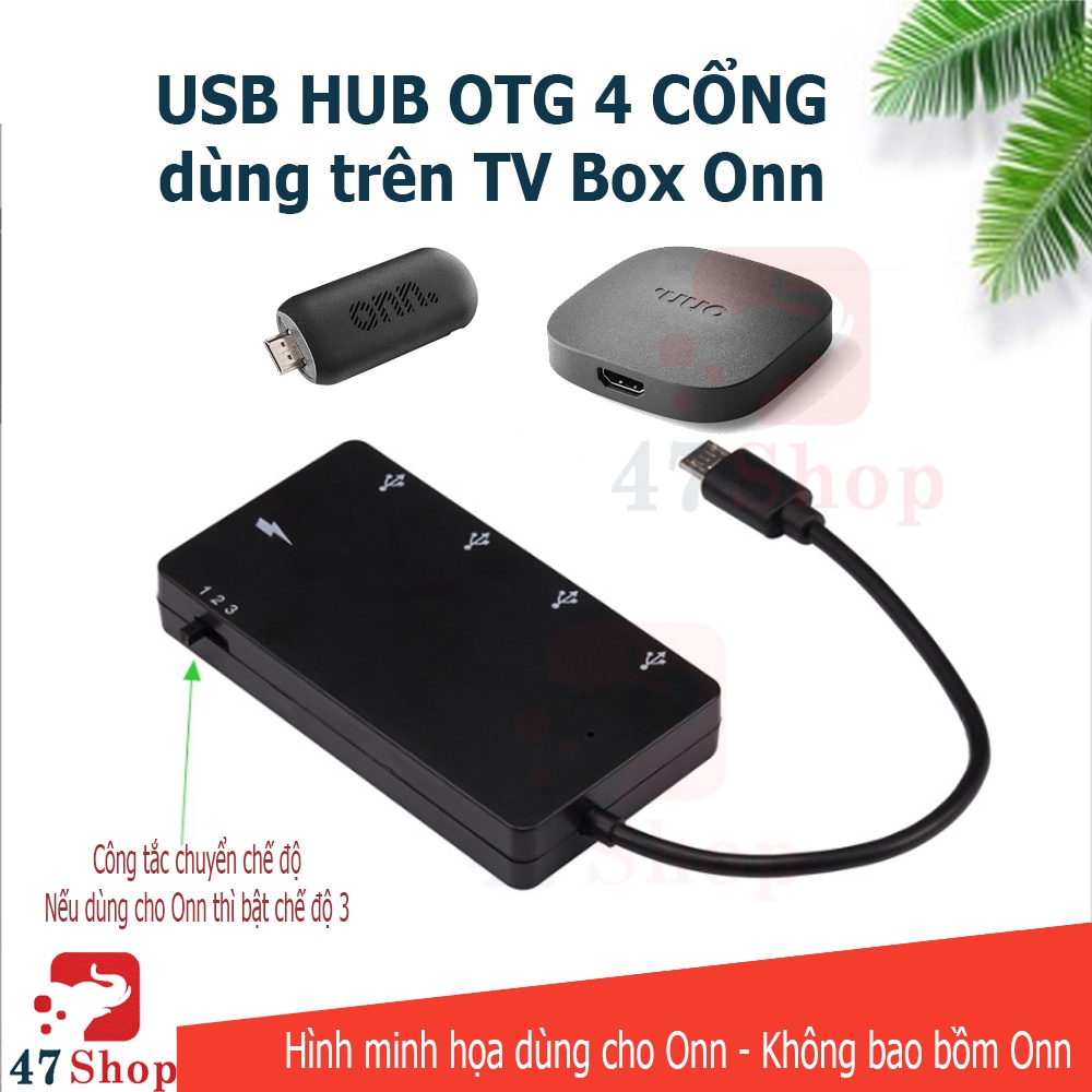 Hub Chuyển Đổi 4 Cổng Micro Usb Otg Cho TV Box Onn, Điện Thoại Và Máy Tính Bảng Android / Windows