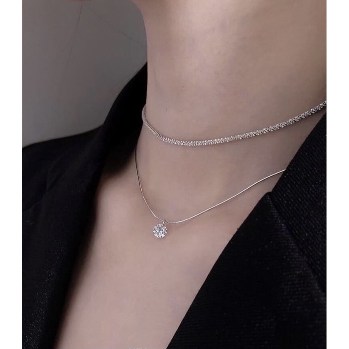 Dây chuyền bạc mặt ổ đá siêu xinh, nhỏ nhắn đáng yêu lấp lánh long lanh tạo nên nét riêng cho phái nữ - Nomi Shop