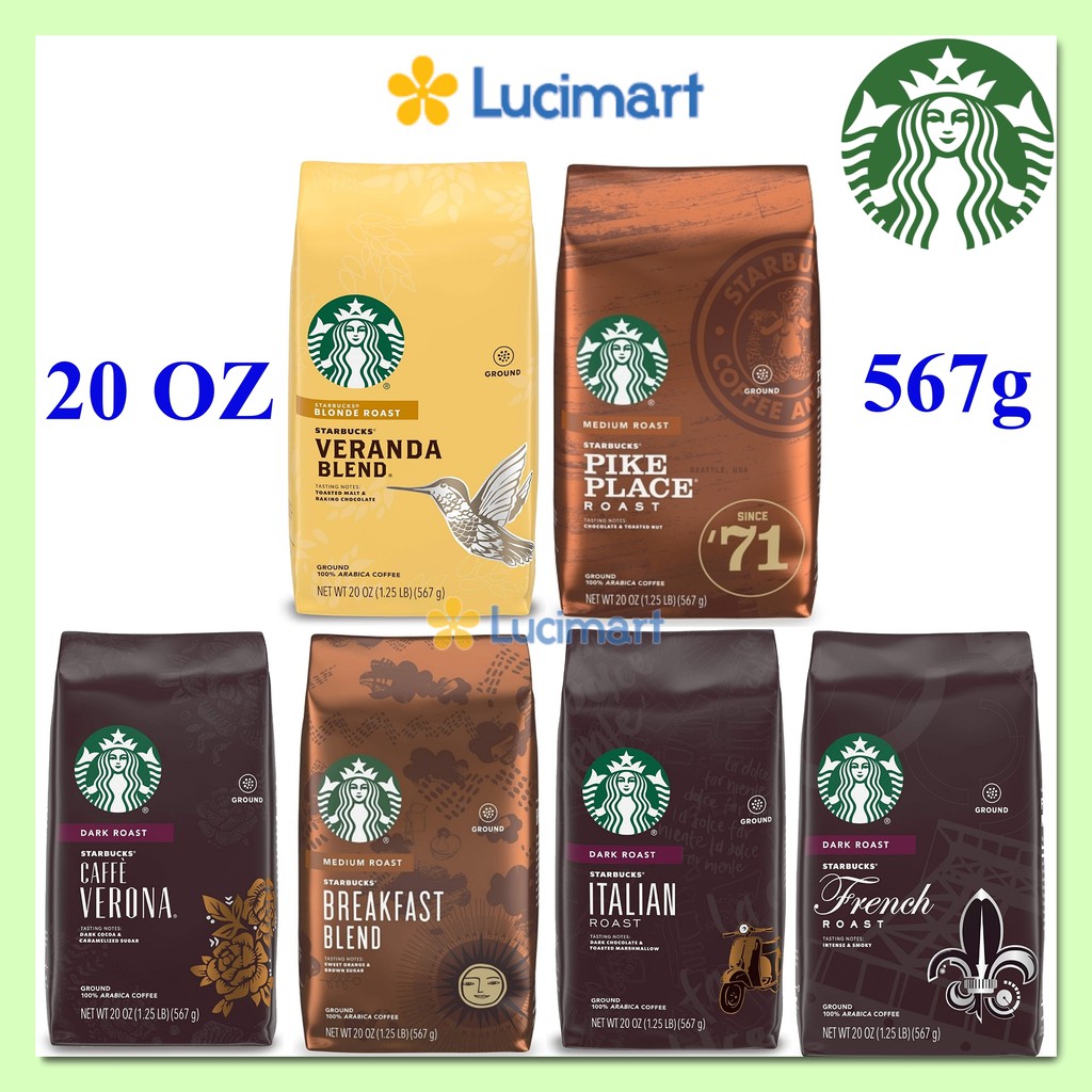 Cà phê Starbucks rang xay sẵn 100% Arabica Coffee gói 567g [Hàng Mỹ]