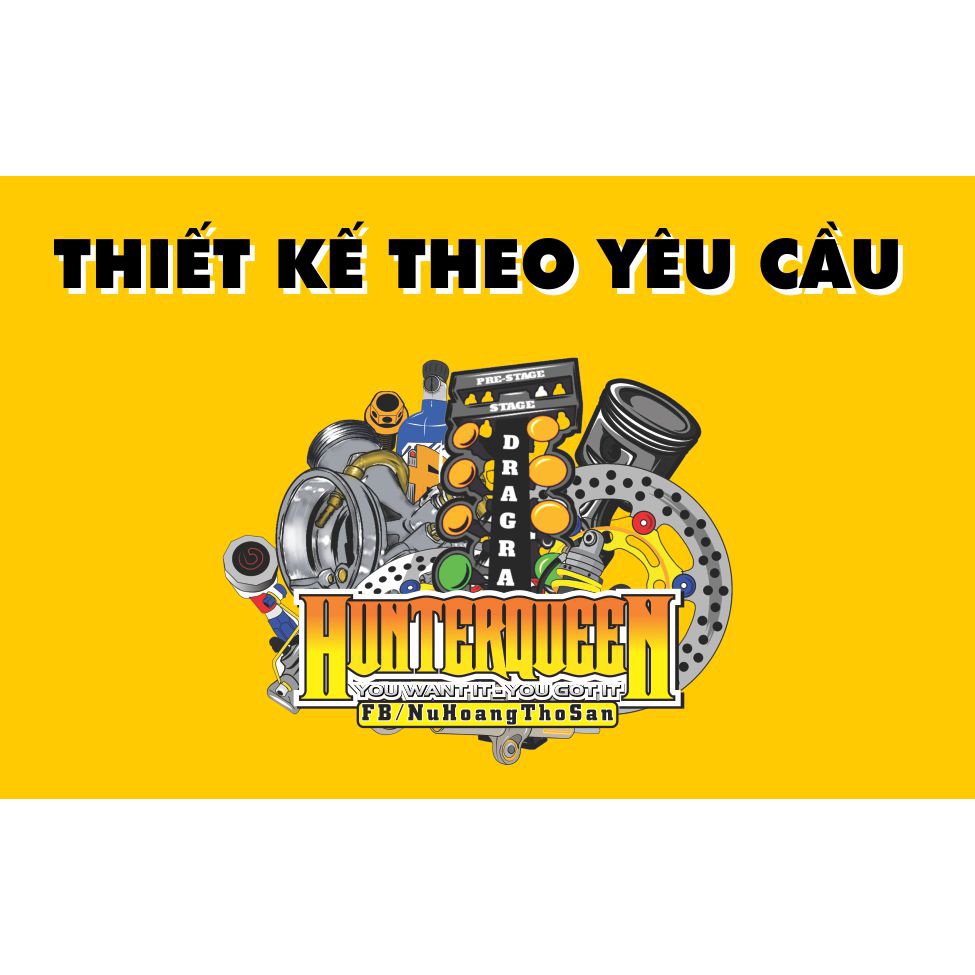 Hunterqueen tem decal thiết kế theo yêu cầu. Tem nhãn , hình dán, logo, thương hiệu... Tem xe 210-400K