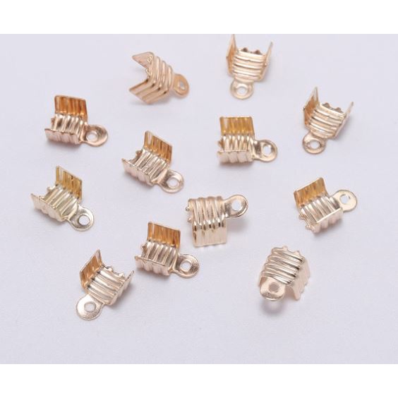 100 cái kẹp 2 lá nối đầu khoá làm vòng tay , vòng cổ vân sọc dùng cho dây size 1.5-2-3mm