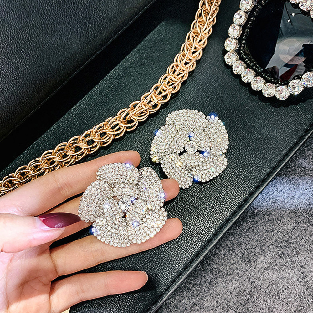 Đôi bông tai nữ S925 hình bông hoa đính sành điệu thời trang