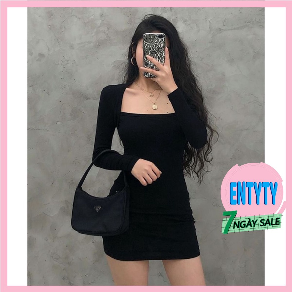 Đầm body tay dài nhún sườn 2 bên - CNTDN