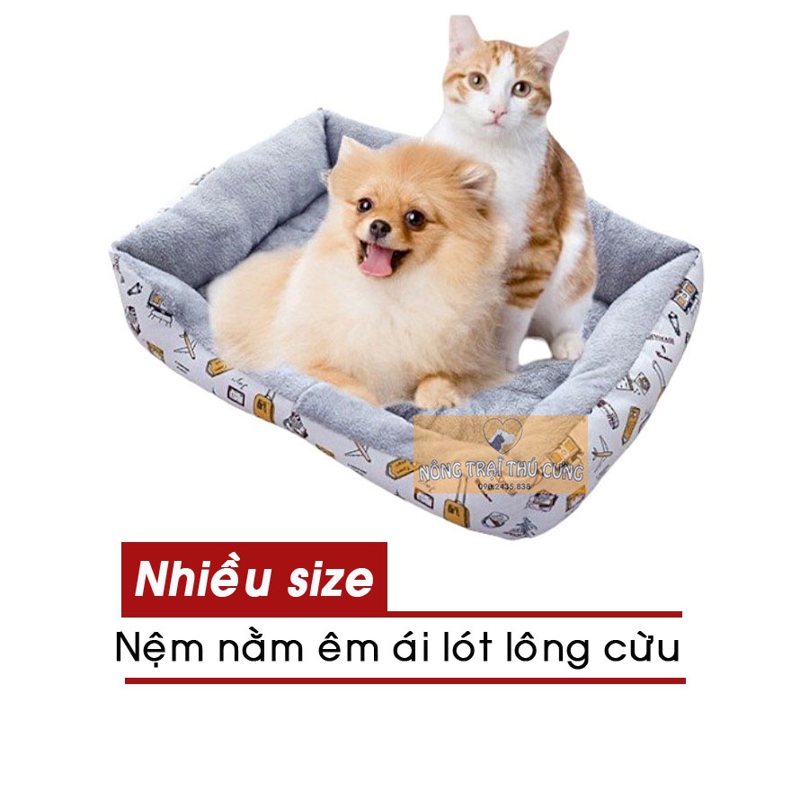 Nệm Nằm Vải Lông Cừu Êm Ái Cho Thú Cưng (Dưới 10kg) - Nệm Vuông Cho Chó Mèo - Giao Mẫu Ngẫu Nhiên
