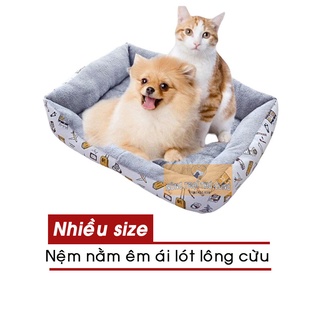Nệm Nằm Vải Lông Cừu Êm Ái Cho Thú Cưng (Dưới 10kg) - Nệm Vuông Cho Chó Mèo - Giao Mẫu Ngẫu Nhiên