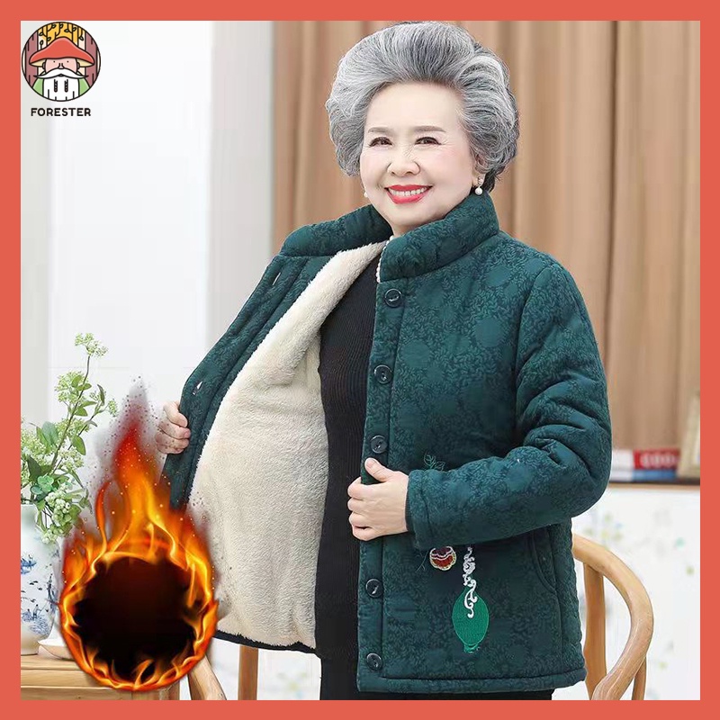 Áo len người già，Áo khoác len cho mẹ lót nhung，Quà cho bà