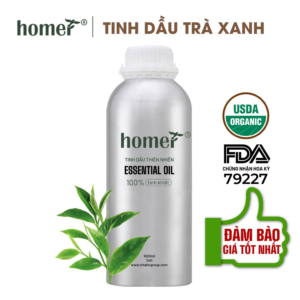 Tinh dầu Trà Xanh Bảo Lộc Homer 500ML/ 1L - Green Tea Essential Oi - đạt chuẩn chất lượng kiểm định