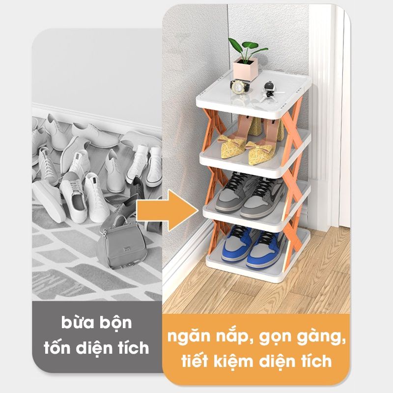 Kệ để giày dép chữ X thông minh có thể tháo lắp gấp gọn, kệ để đồ trang trí đa năng cao cấp