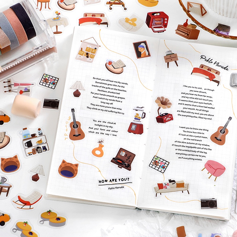 Bộ 100 Sticker Dán Trang Trí In Chữ Mhamm