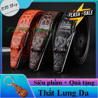Thắt Lưng Da Nam Hình Cá Sấu Siêu Đẹp -Khóa cài-dây dài 1m2-dây nịt nam-quà tặng hấp dẫn