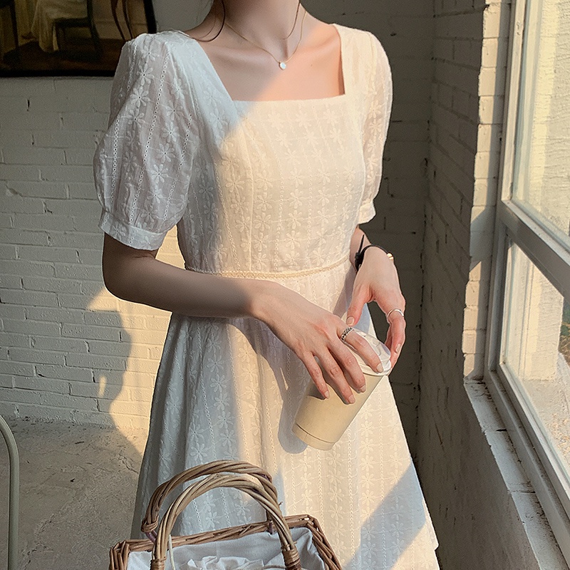 Đầm Nữ Ngắn Tay Cổ Vuông Thời Trang Hàn 43766