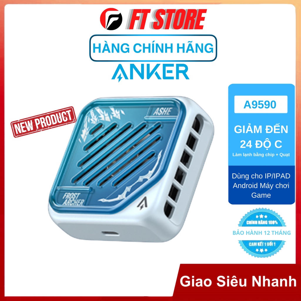 [GIAO HỎA TỐC] Quạt tản nhiệt Anker A9590 phiên bản Liên minh huyền thoại Ashe, hít từ tính (Magsafe) cho IP12/13,Gaming