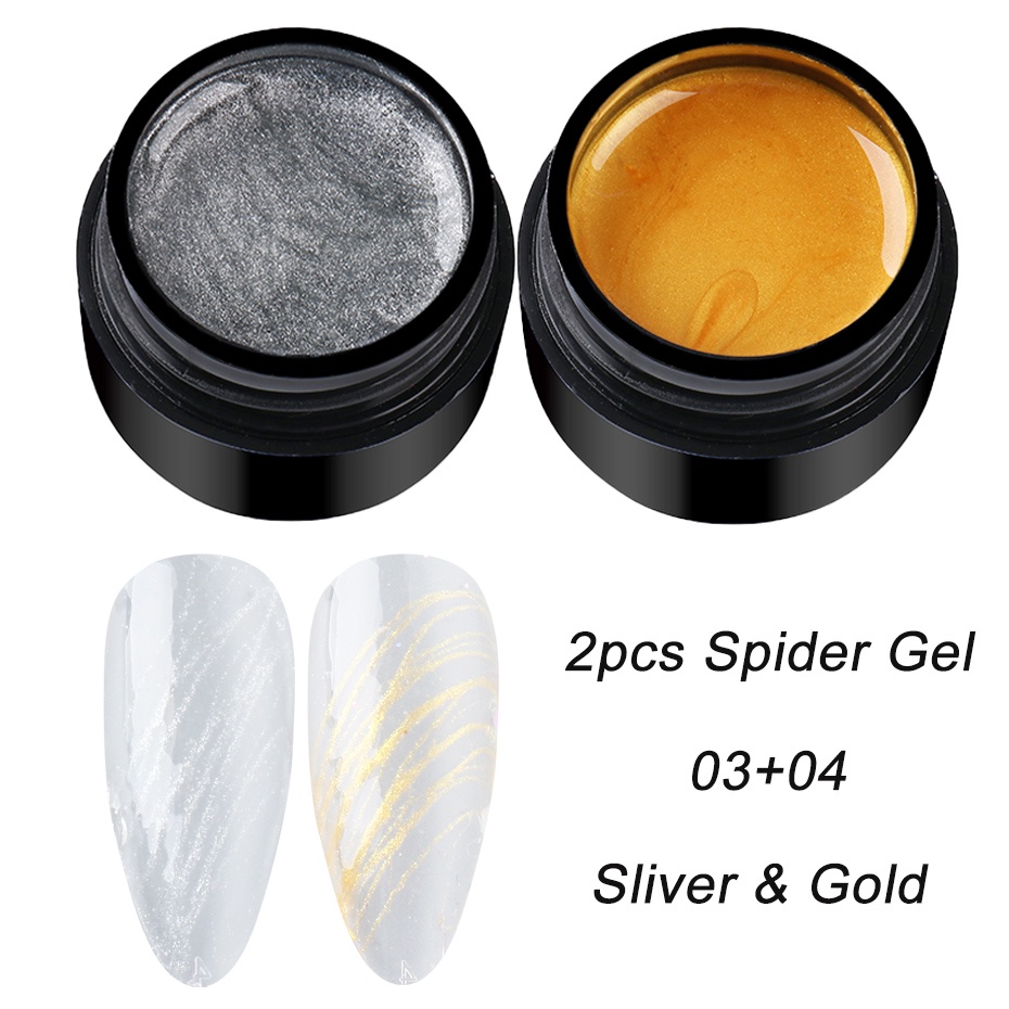 Set 2 Lọ Gel UV Sơn Móng Tay Hình Lưới Nhện Màu Trắng Đen Sáng Tạo