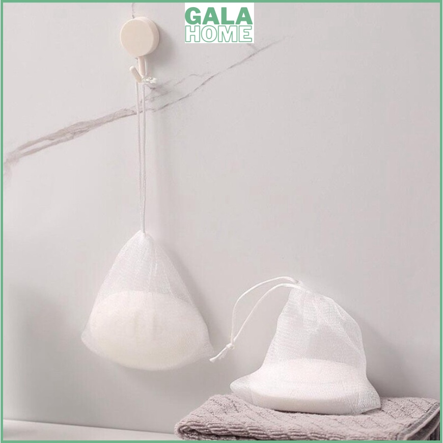 Túi Lưới Đựng Xà Phòng Tạo Bọt Tiện Lợi, Túi Tạo Bọt Có Dây Rút Kích Thước GALA HOME