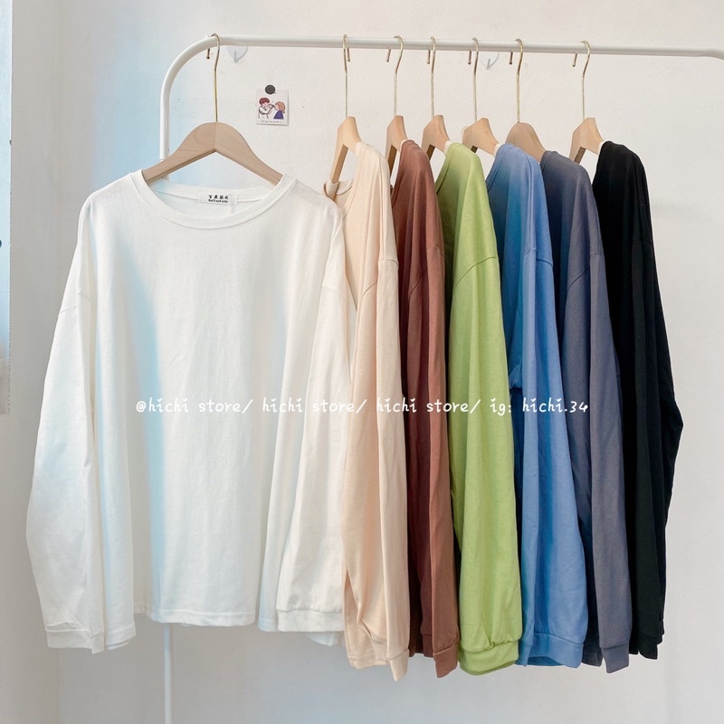 áo phông thun trơn tay bo dài tay nữ ulzzang hàn quốc hichi