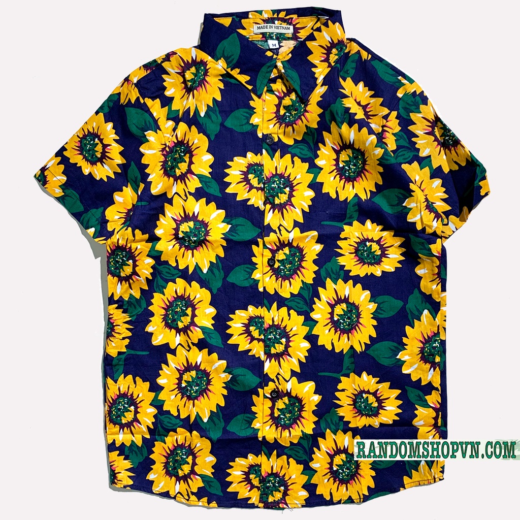 Áo sơ mi trái cây đi biển, sơ mi hoa quả, chất liệu kate làm đồng phục du lịch