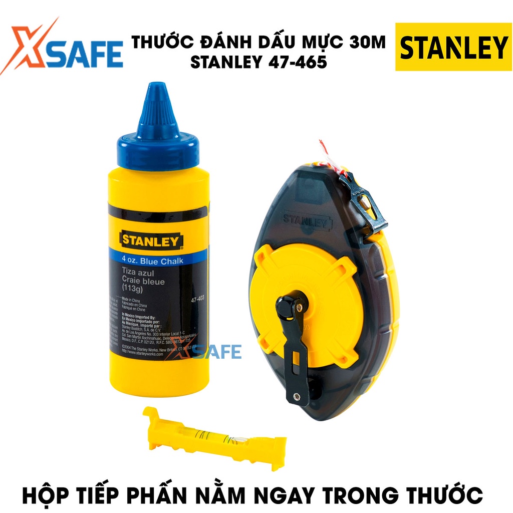 Thước đánh dấu mực STANLEY vỏ nhựa ABS Dụng cụ đánh dấu vạch mực Stanley đầu móc thép không gỉ, kiểu dáng nhỏ gọn