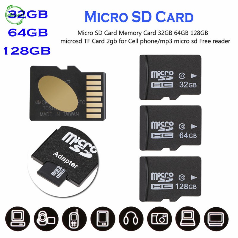 Thẻ nhớ Micro SD 32GB 64GB 128GB TF 2GB chất lượng cao cho điện thoại/máy nghe nhạc MP3