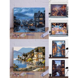 [ORDER] (SẴN P3-P5) Tranh vải canvas tự vẽ theo màu số thứ tự Phong cảnh
