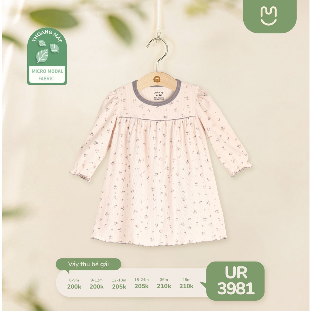 Váy bé gái Ualarogo 6 tháng - 4 tuổi vải modal fabric co giãn thoáng mát cổ tròn tay lỡ 3981