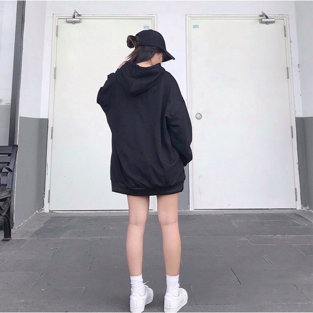 Hoodie đen trơn nam Bigsize vải nỉ lót bông