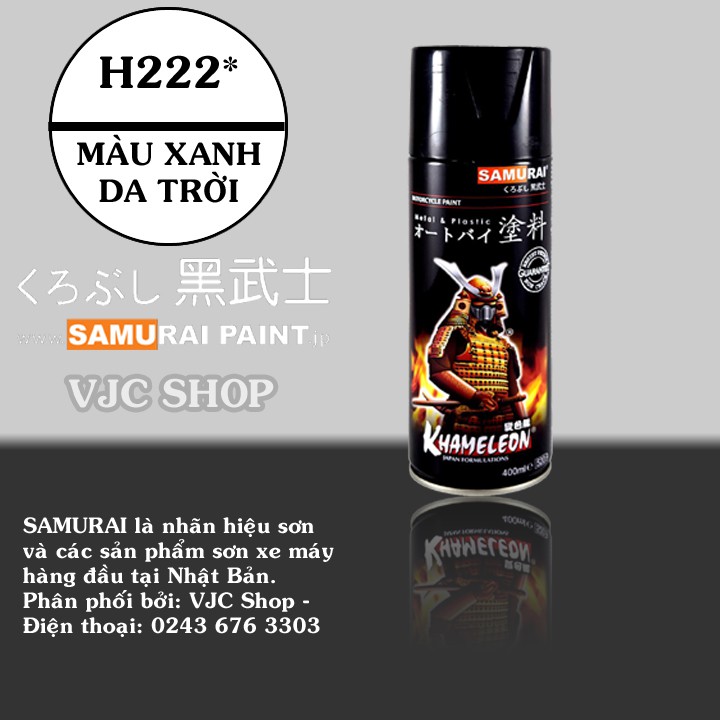 Chai sơn xịt sơn xe máy cao cấp SAMURAI màu xanh da trời H222* dung tích 400 ml