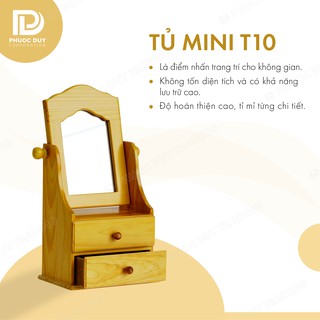 Tủ mini để bàn đa năng - Tủ nữ trang mỹ phẩm T10 có gương