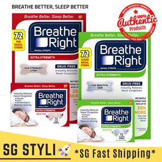 Image of 💯Breathe Right Nasal Strips 72's Extra Strength (Clear/Tan) *Breathe Better* Exp 06/26 *2-3 Days Delivery*