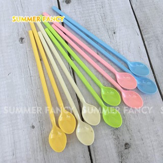 10 cái muỗng cán dài nhựa đủ màu 20 cm sinh tố trà sữa cà phê cocktail - spoon
