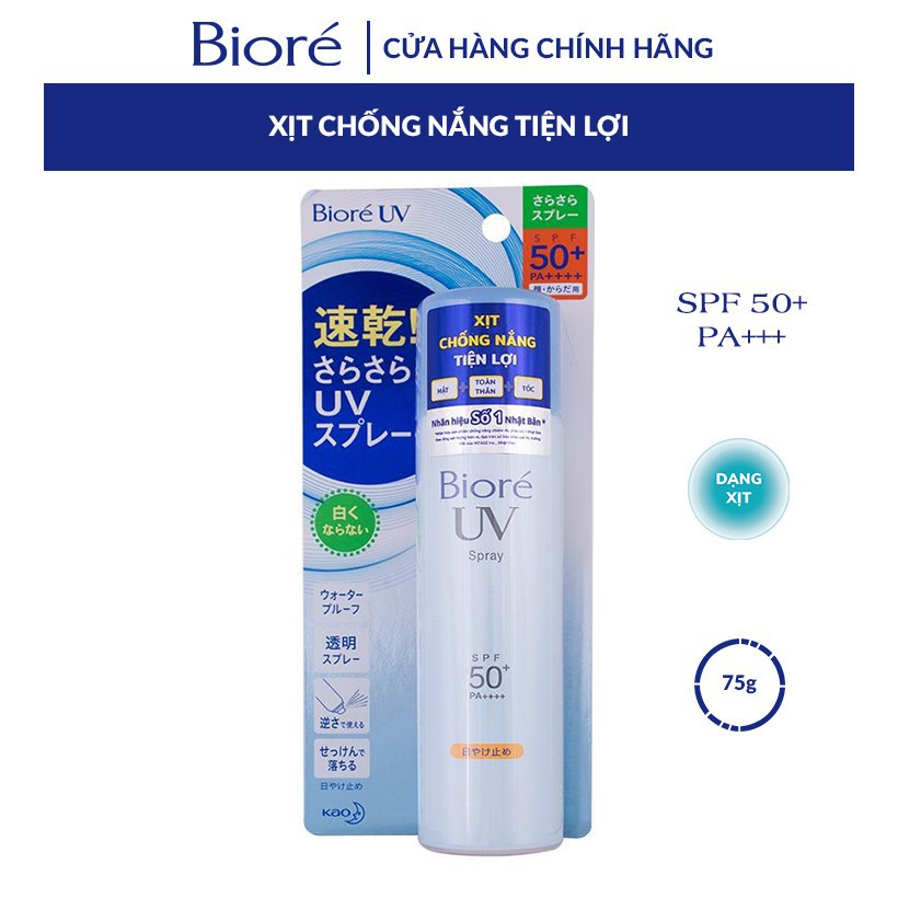 Xịt Chống Nắng Biore UV Perfect Spray Cho Mặt Và Toàn Thân SPF50+ /PA++++ 75ml