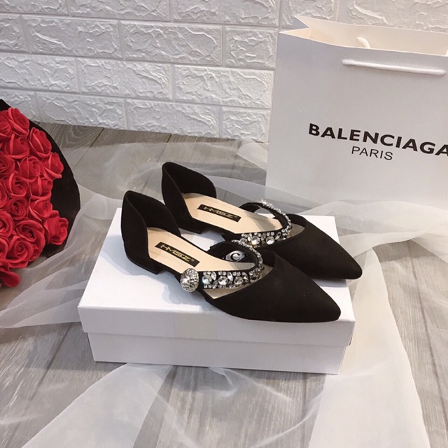 FREESHIP_Giày bệt nữ hoa đá mũi nhọn chất lụa cao cấp 2021, Giày búp bê nữ quai ngang DO thời trang hàn quốc | BigBuy360 - bigbuy360.vn