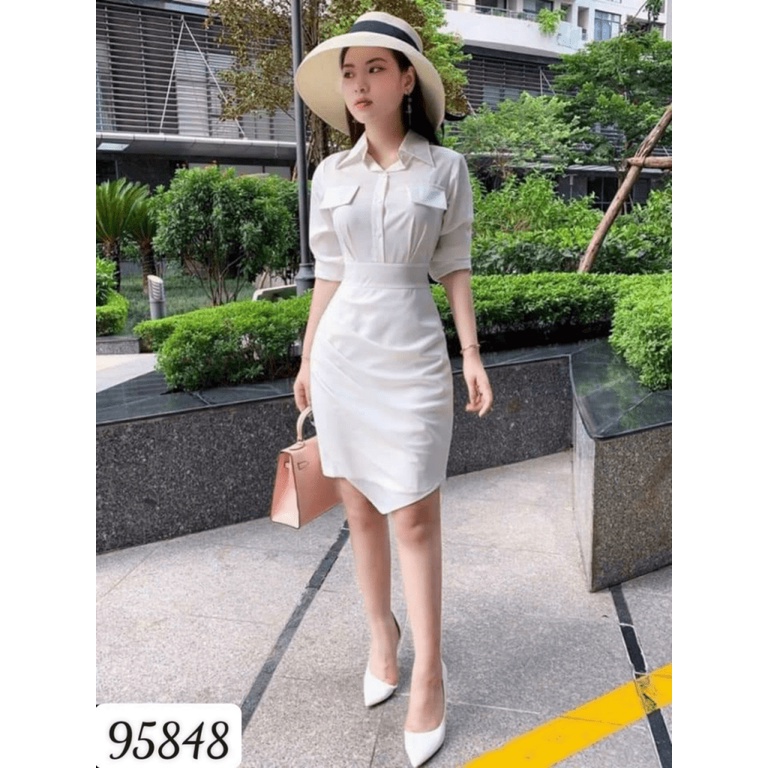 (HCM) ĐẦM ÔM CỔ SƠ MI SANG CHẢNH THỜI TRANG QUÝ PHÁI SIÊU XINH XẮN CHO CÁC NÀNG KME STORE