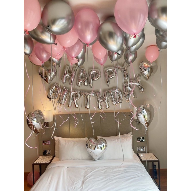 (RẺ VÔ ĐỊCH) Set bóng trang trí sinh nhật ĐỦ PHỤ KIỆN Milkshop MN01 Tông Hồng