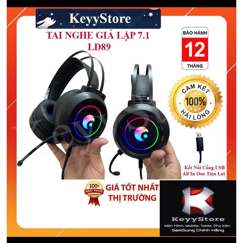 ❤️KeyyStore❤️ Tai Nghe Chụp Tai Gaming LD89 Led RGB Cổng Usb Giả Lập 7.1 Giá rẻ Sinh Viên All in one Cổng USB Siêu Bền