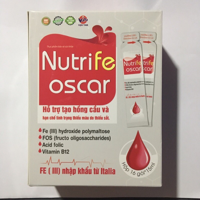 Sắt nước Nutrife Oscar - Hỗ trợ tạo hồng cầu và hạn chế tình trạng thiếu máu do thiếu sắt (Hộp 16 gói)