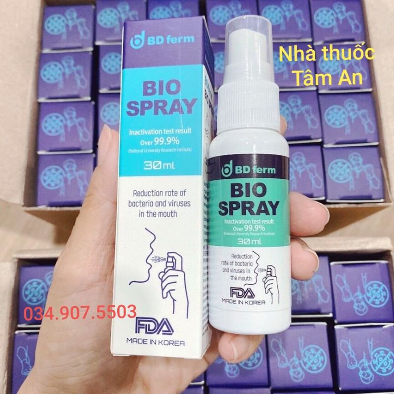 Xịt Họng Bio Spray Hàn Quốc Sinh Học 💚 Xịt Mũi Họng - Xịt Nano Bạc - Xuyên Tâm Liên