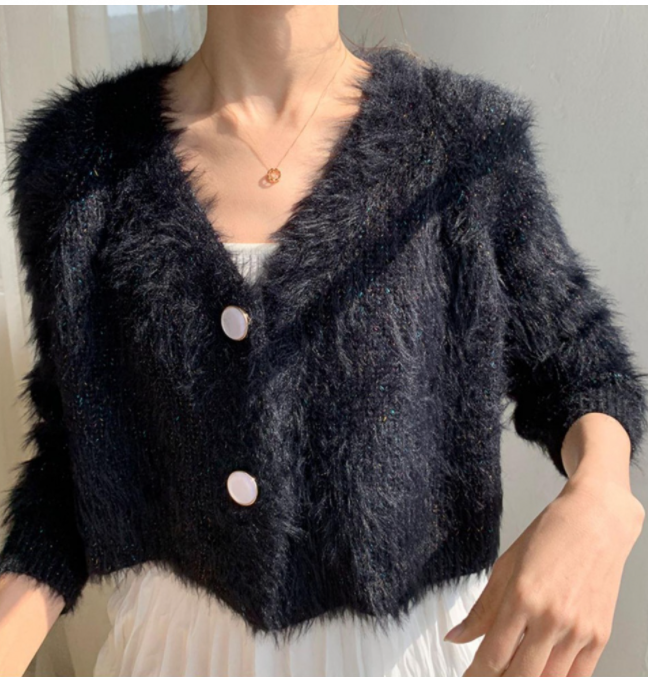 Áo Khoác Len Cardigan Dáng Ngắn Màu Tím Thời Trang Cho Nữ | BigBuy360 - bigbuy360.vn