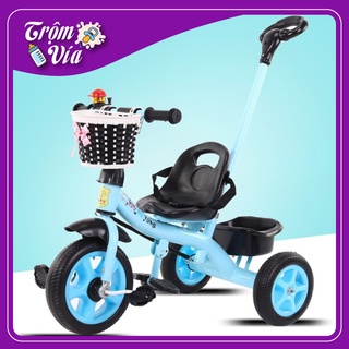 Xe đạp 3 bánh cho bé, xe đẩy 3 bánh có bàn đạp cần đẩy cho bé từ 1 đến 6 tuổi.