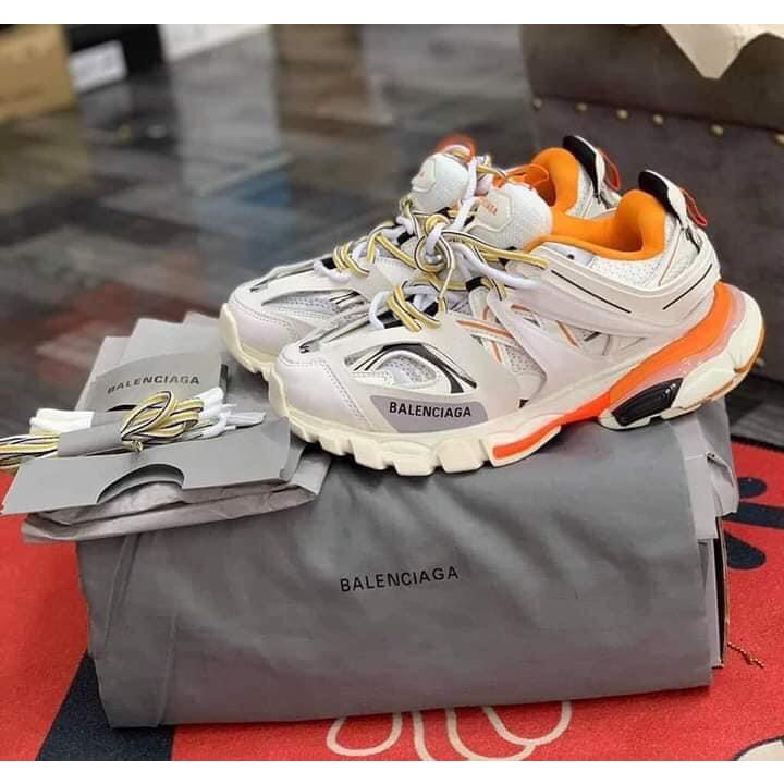 GIÀY THỂ THAO SNEAKER NAM NỮ BA LEN CIAGA TRACK 3.0 năng động cá tính dành cho thanh niên màu trắng cam có phản quang